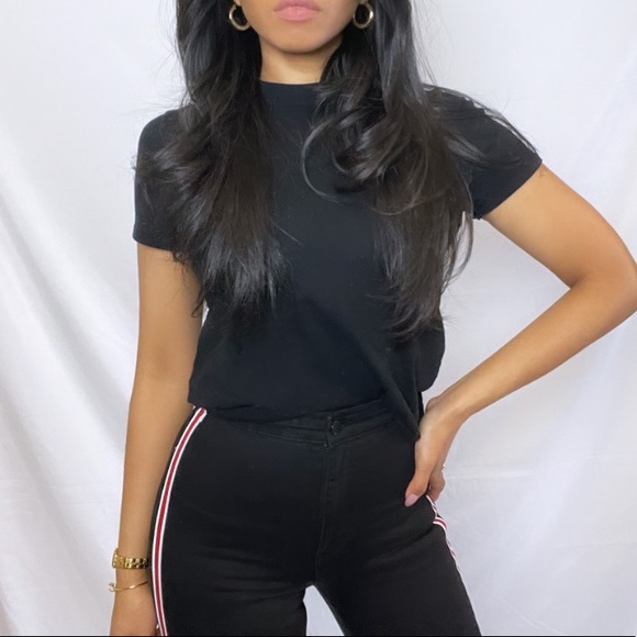 H&M | Black High Waisted Skinny Jeans with Stripe - Picture 7 of 8